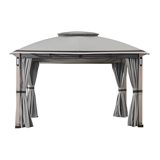 Sunjoy Group SummerCove 11 x 13 Steel Soft Top Gazebo with LED Light, Bluetooth Sound and Hook-A101015600-Garage Giant