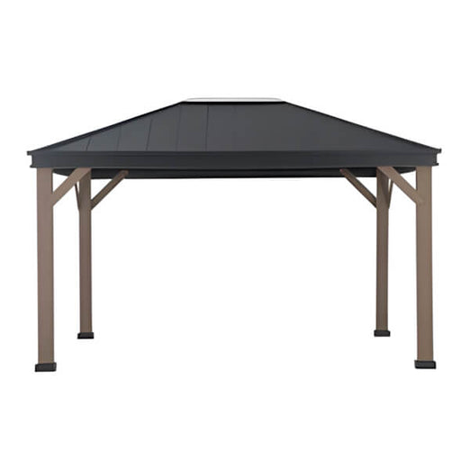 Sunjoy Group 11 x 13 Cedarville Hardtop Gazebo with Skylight (Black Roof) | A102018100 | Garage Giant