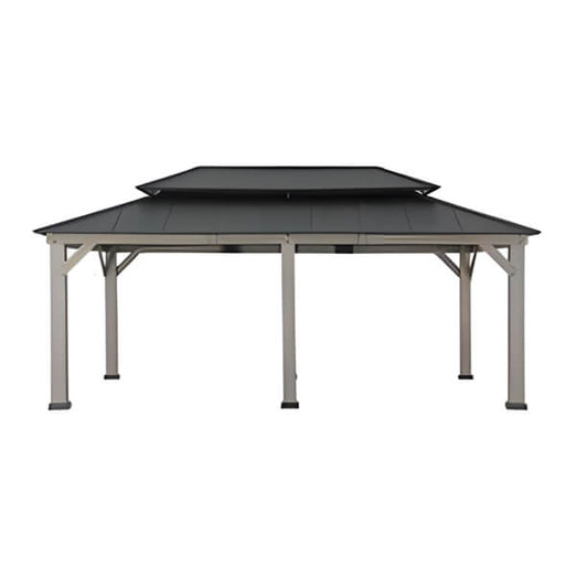 Sunjoy Group 12 x 20 Cedar Framed Gazebo with 2-Tier Aluminum Hardtop Roof | A102032651 | Garage Giant