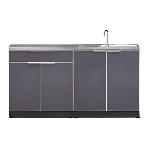 NewAge Outdoor Kitchens Aluminum Slate Grey 3-Piece Outdoor Kitchen Set with Countertops-70202 + 70204 + 65800-Garage Giant