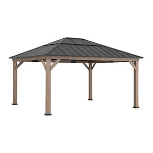 Sunjoy Group 13 x 15 Wooden Hardtop Gazebo with Polycarbonate Hip Roof-A102007650-Garage Giant