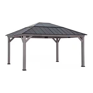 Sunjoy Group 13 x 15 Wooden Hardtop Gazebo with Polycarbonate Hip Roof-A102007651-Garage Giant