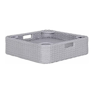 Sunjoy Group 24 x 24 Inch Wicker Floating Tray with Aluminum Frame (Grey)-F403000910-Garage Giant