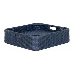 Sunjoy Group 24 x 24 Inch Wicker Floating Tray with Aluminum Frame (Navy)-F403000911-Garage Giant