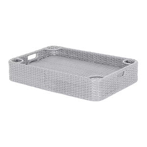 Sunjoy Group 36 x 24 Inch Wicker Floating Tray with Aluminum Frame (Grey)-F403001000-Garage Giant