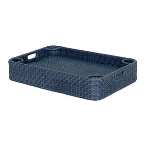 Sunjoy Group 36 x 24 Inch Wicker Floating Tray with Aluminum Frame (Navy)-F403001001-Garage Giant