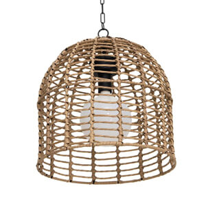 Sunjoy Group Outdoor Wicker Chandelier Hanging Light Fixture with Remote Control (Light Brown)-D203005411-Garage Giant