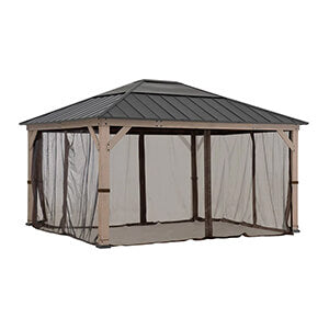 Sunjoy Group Replacement Mosquito Netting for 13 x 15 Wood Frame Gazebo (Brown)-A111509441-Garage Giant