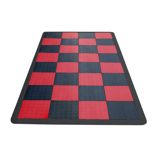 Swisstrax Motorcycle Garage Floor Mat In Diamondtrax Home Tiles - MAT-DTHS-CHKR300