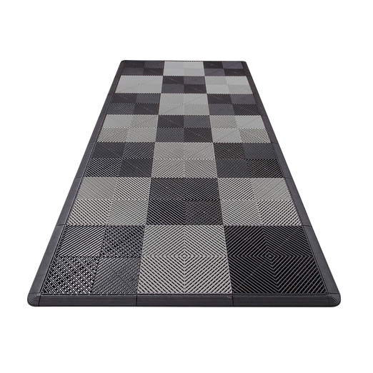 Swisstrax Motorcycle Garage Floor Mat In Ribtrax Pro Tiles (Checkered - Black, Grey)-MAT-RPS-CHKR200-Garage Giant