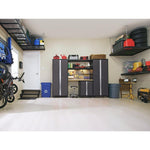 Newage Products Bold 3.0 Series 10-Piece Garage Cabinet Set With Project Center-50514-Grey-Bamboo Worktop-None-Garage Giant