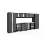 Newage Products Bold 3.0 Series 12-Piece Garage Cabinet Set With 2X Rolling Tool Cabinets-50411-Grey-Stainless Steel Worktop-None-Garage Giant