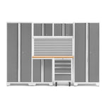 Newage Products Bold 3.0 Series 7-Piece Garage Cabinet Set-50421-Grey-Bamboo Worktop-None-Garage Giant