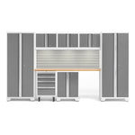 Newage Products Bold 3.0 Series 8-Piece Garage Cabinet Set-50405-Grey-Bamboo Worktop-None-Garage Giant