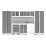 Newage Products Bold 3.0 Series 8-Piece Garage Cabinet Set-50405-Grey-Bamboo Worktop-None-Garage Giant