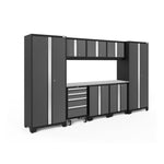 Newage Products Bold 3.0 Series 9-Piece Garage Cabinet Set-50409-Grey-Stainless Steel Worktop-None-Garage Giant