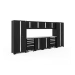 Newage Products Bold 3.0 Series 12-Piece Garage Cabinet Set With 2X Rolling Tool Cabinets-63203-Black-Stainless Steel Worktop-None-Garage Giant