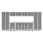 Newage Products Bold 3.0 Series 12-Piece Garage Cabinet Set With 2X Rolling Tool Cabinets-56916-Platinum-Stainless Steel Worktop-None-Garage Giant