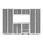 Newage Products Bold 3.0 Series 7-Piece Garage Cabinet Set-54873-Platinum-Stainless Steel Worktop-LED Lights-Garage Giant