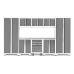 Newage Products Bold 3.0 Series 9-Piece Garage Cabinet Set-54993-Platinum-Stainless Steel Worktop-None-Garage Giant