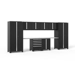 Newage Products Pro 3.0 Series 10-Piece Garage Cabinet Set With 2-Door Base Cabinet-52050-Grey-Bamboo Worktop-None-Garage Giant