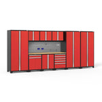 Newage Products Pro 3.0 Series 10-Piece Garage Cabinet Set With 3X Multi-Use Lockers-52151-Grey-Bamboo Worktop-None-Garage Giant