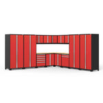 Newage Products Pro 3.0 Series 16-Piece Garage Cabinet Corner Set-52159-Grey-Bamboo Worktop-None-Garage Giant