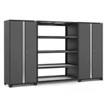 Newage Products Pro 3.0 Series 3-Piece Garage Cabinet Set With 72" Wall Mounted Rack-55996-Grey-Garage Giant