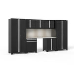 Newage Products Pro 3.0 Series 8-Piece Garage Cabinet Set With Multi-Function Cabinet-52096-Grey-Bamboo Worktop-None-Garage Giant