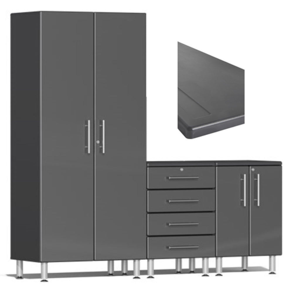 Ulti-MATE Garage Cabinets 4-Piece Set With Recessed Worktop-UG26043G-Graphite Grey-Garage Giant