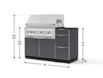 NewAge Outdoor Kitchens Outdoor Grill Island Aluminum 4-Piece Cabinet Set with 3-Drawer, Grill Cabinet, Platinum Grill and Dekton in Sirius Countertop - (Natural Gas) 