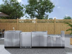 NewAge Outdoor Kitchens Stainless Steel 4-Piece Cabinet Set with Sink, Bar, Grill Cabinet and Fridge-66338-Garage Giant 