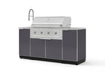 NewAge Outdoor Kitchens Outdoor Grill Island Aluminum 5-Piece Cabinet Set with Sink, 1 Door, Grill Cabinet, Performance Grill and Stainless Steel Countertop-75296-Garage Giant 