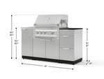 NewAge Outdoor Kitchens Outdoor Grill Island Stainless-Steel 5-Piece Cabinet Set with Sink, 3 Drawer, Grill Cabinet, Platinum Grill and Stainless Steel Countertop - (Liquid Propane) 
