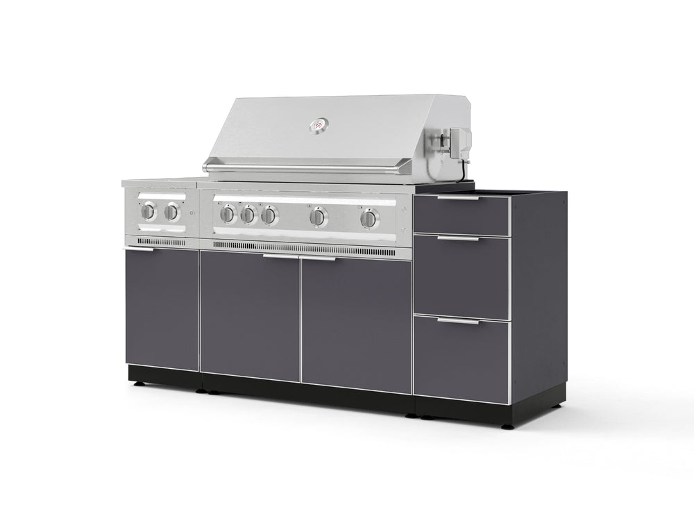 NewAge Outdoor Kitchens Outdoor Grill Island Aluminum 5-Piece Cabinet Set with 3-Drawer, Grill Cabinet, Dual Side Burner and Platinum Grill - (Natural Gas) | Garage Giant