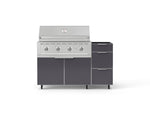 NewAge Outdoor Kitchens Outdoor Grill Island Aluminum 3-Piece Cabinet Set with Casters and 3-Drawer, Grill Cabinet and Performance Grill - (Liquid Propane) 