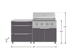 NewAge Outdoor Kitchens Aluminum 4-Piece Cabinet Set with Casters and 3 Drawer, Grill Cabinet, Performance Grill, Countertop-72199-Garage Giant 