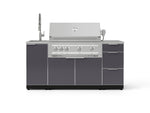 NewAge Outdoor Kitchens Outdoor Grill Island Aluminum 5-Piece Cabinet Set with Sink, 3 Drawer, Grill Cabinet, Platinum Grill and Stainless Steel Countertop-75561-Garage Giant 