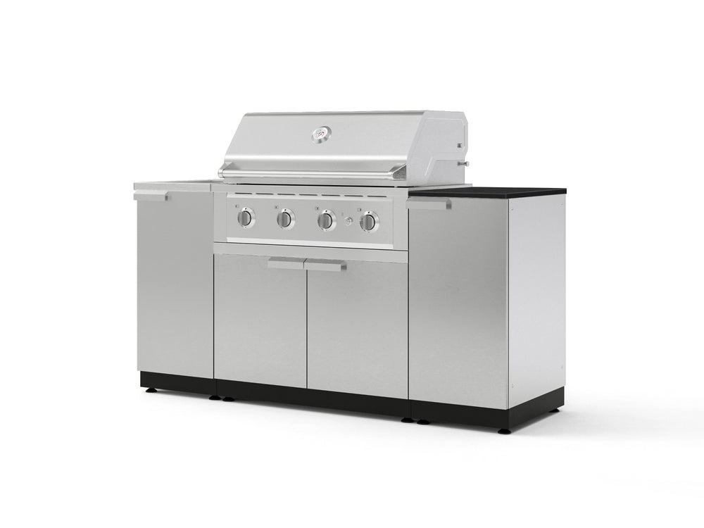 NewAge Outdoor Kitchens Outdoor Grill Island Stainless-Steel 5-Piece Cabinet Set with Sink, 1 Door, Grill Cabinet, Performance Grill and Stainless Steel Countertop - (Natural Gas) | Garage Giant