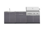 NewAge Outdoor Kitchens Aluminum 5-Piece Cabinet Set with Bar, Sink, Grill Cabinet, Platinum Grill, and Countertop-71080-Garage Giant 