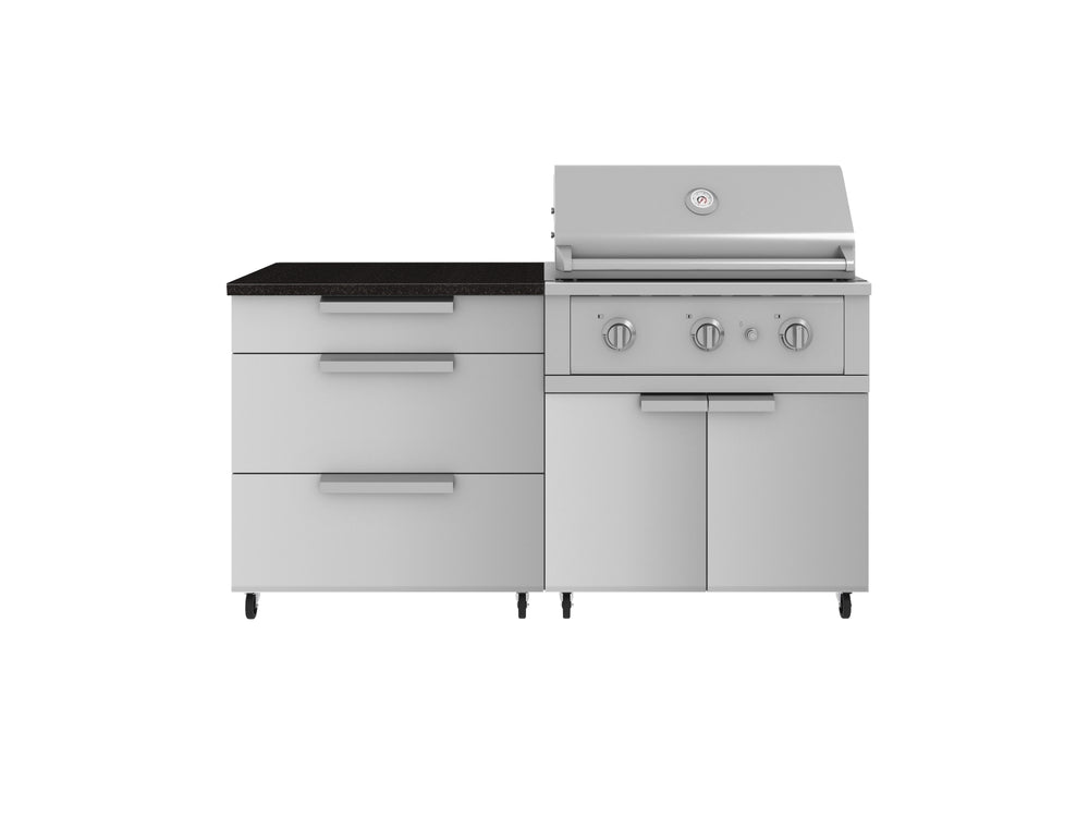 NewAge Outdoor Kitchens Stainless Steel 4-Piece Cabinet Set with Casters and 3 Drawer, Grill Cabinet, Performance Grill, Countertop-72138-Garage Giant