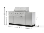 NewAge Outdoor Kitchens Outdoor Grill Island Stainless-Steel 6-Piece Cabinet Set with 1-Door, Grill Cabinet, Performance Grill, Side Burner and Dekton in Aeris Countertop - (Liquid Propane) 
