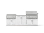 NewAge Outdoor Kitchens Stainless-Steel Louvered Doors 6-Piece Cabinet Set with Base, Grill Cabinet, Platinum Griddle and Countertop-75115-Garage Giant 