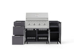 NewAge Outdoor Kitchens Outdoor Grill Island Aluminum 5-Piece Cabinet Set with Casters 1 Door, 3 Drawer, Grill Cabinet and Performance Grill - (Liquid Propane) 