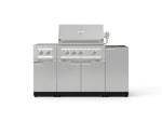 NewAge Outdoor Kitchens Outdoor Grill Island Stainless-Steel 5-Piece Cabinet Set with 1-Door, Grill Cabinet, Dual Side Burner and Platinum Grill - (Liquid Propane) 