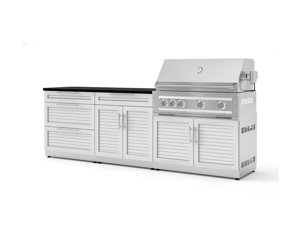 NewAge Outdoor Kitchens Stainless-Steel 5-Piece Cabinet Set with with 3-Drawer, Bar, Grill Cabinet, Platinum Grill and Countertop-73335-Garage Giant