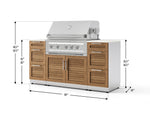 NewAge Outdoor Kitchens Outdoor Grill Island Stainless-Steel Louvered Doors 6-Piece Cabinet Set with 3 Drawers, Grill Cabinet, Platinum Grill and Dekton in Aeris Countertops - (Natural Gas) 