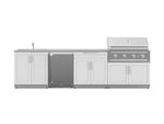 NewAge Outdoor Kitchens Stainless Steel 6-Piece Cabinet Set with Sink, Bar, Grill Cabinet, Performance Grill, Countertop and Stainless Steel Door Fridge-71508-Garage Giant 