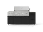 NewAge Outdoor Kitchens Outdoor Grill Island Stainless-Steel 6-Piece Cabinet Set with Casters and 3-Drawer, Grill Cabinet, Platinum Grill, Dual Side Burner and Dekton in Aeris Countertop - (Liquid Propane) 