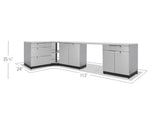 NewAge Outdoor Kitchens Stainless Steel 4-Piece Cabinet Set with 3-Drawer, 2-Door, Corner Shelf and 2-Door Drawer Cabinet-66749-Garage Giant 